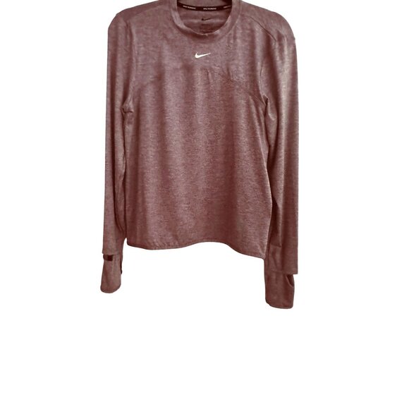 NWT Nike Womens Small Dri-Fit Long Sleeve Heathered Maroon Top - Picture 5 of 14